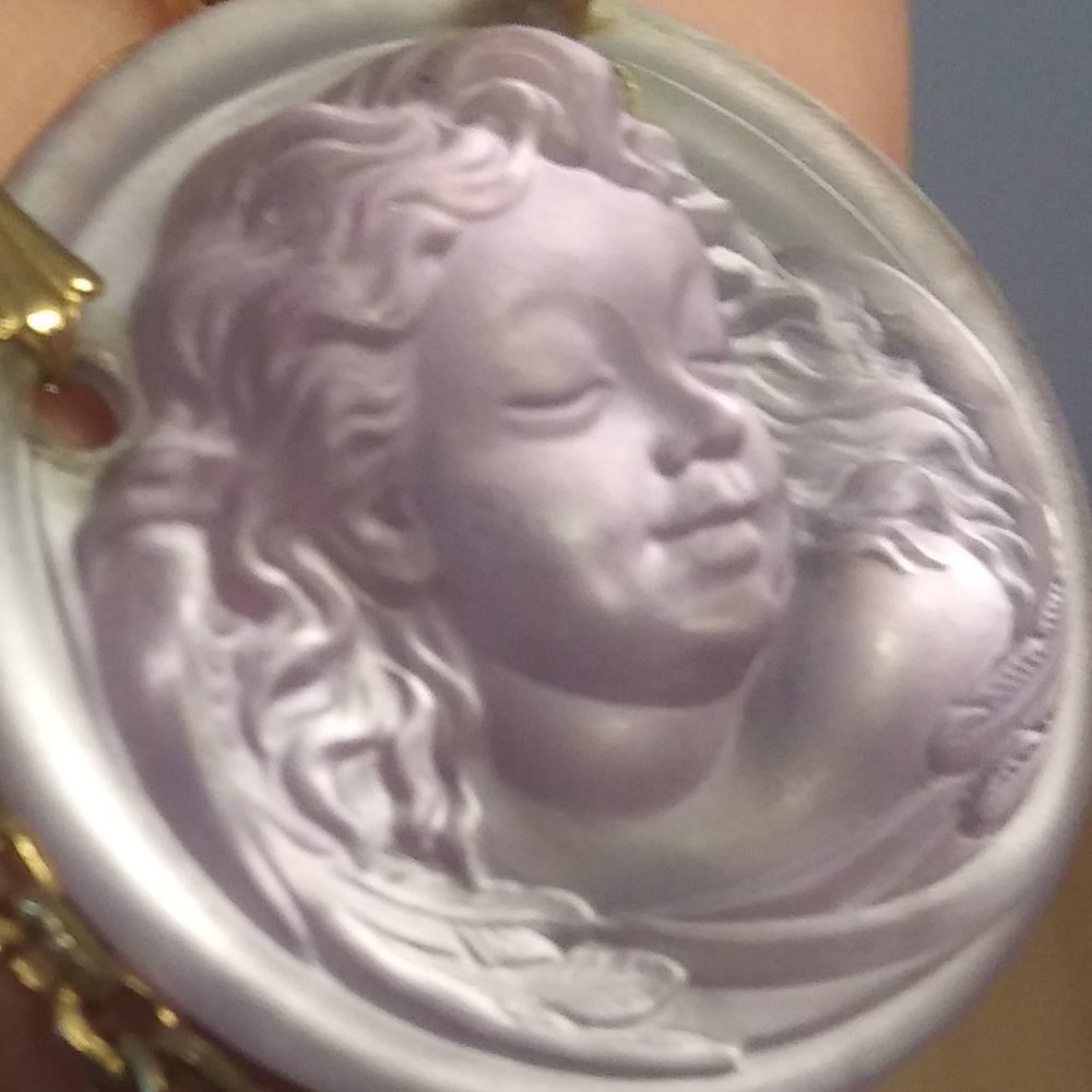 Kirks Folly Dream Angel Necklace Lavender raised cameo stars moon ethereal Flaws - Picture 12 of 16